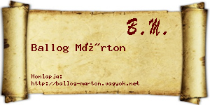 Ballog Márton névjegykártya